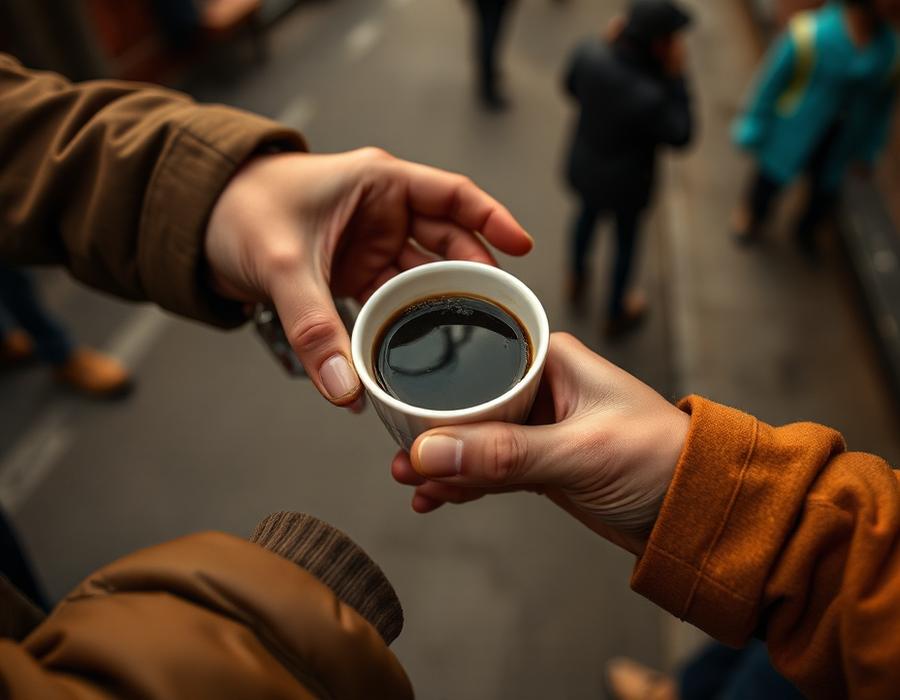 Café oferecido na rua