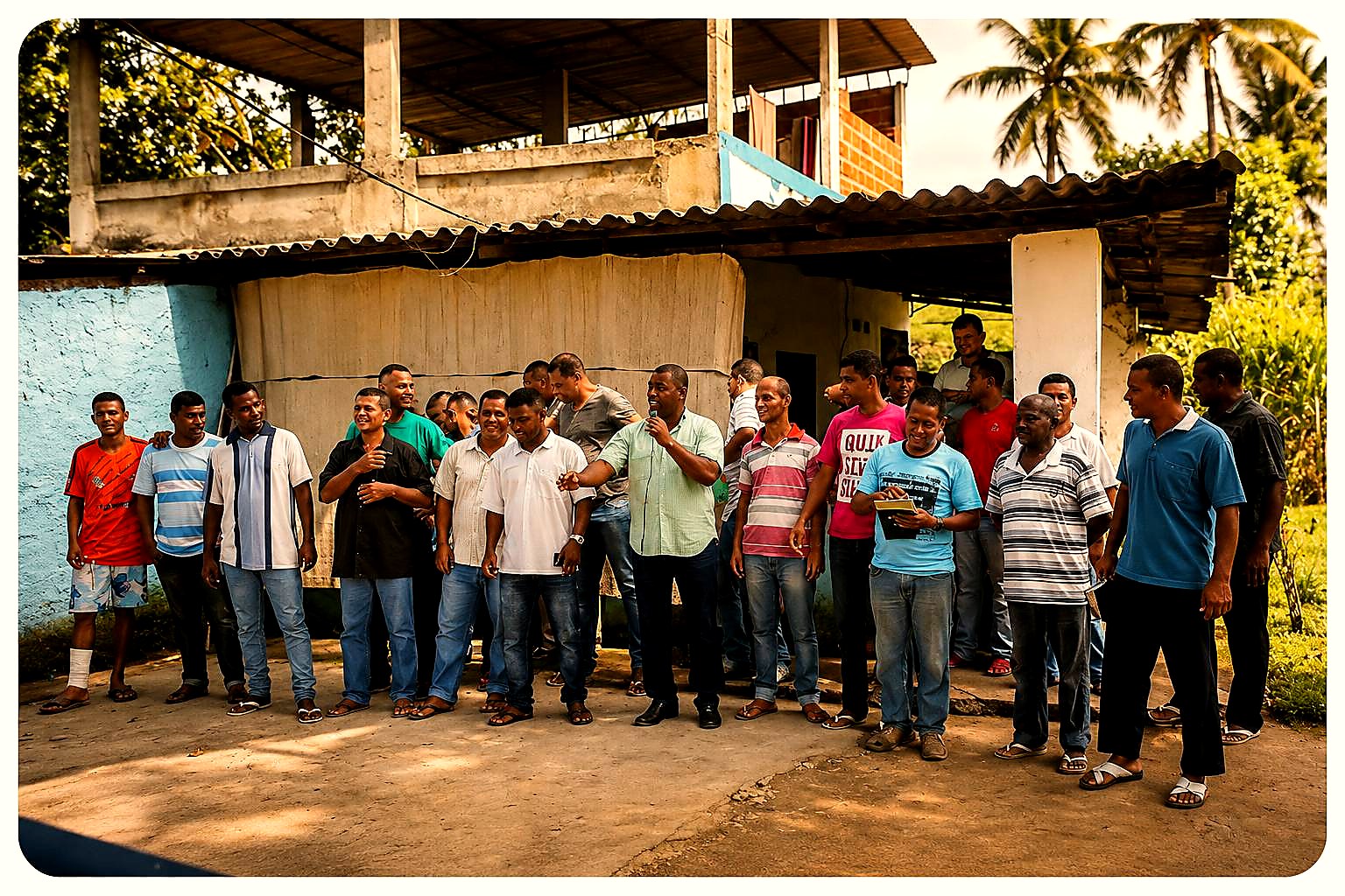 Momento de convivência e partilha entre os acolhidos do Instituto